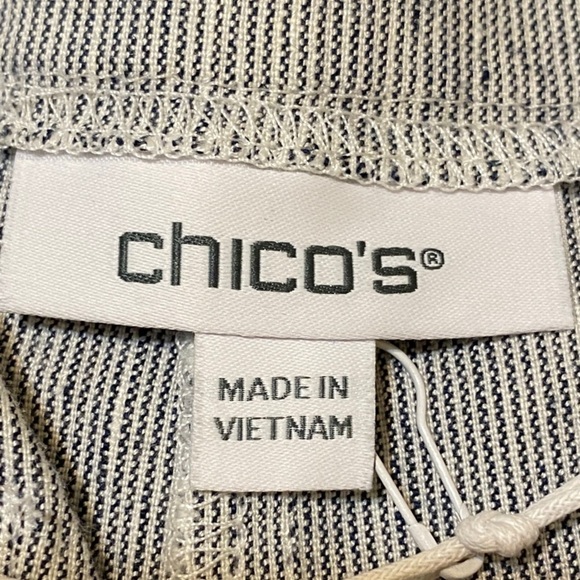 NWT Chico’s Linen Blend Wide-Leg Black/Gray Stripe Pants Size 12R (Chico’s 2R) - Picture 11 of 13